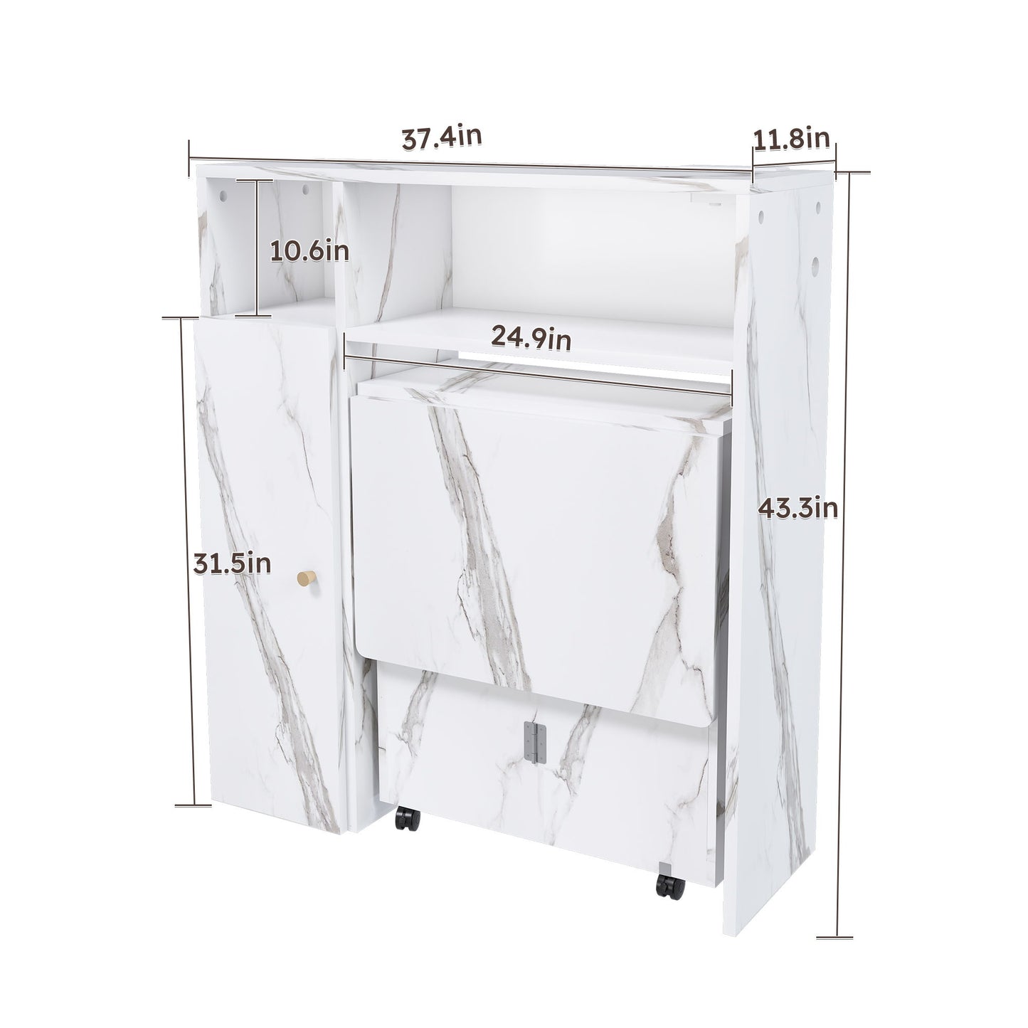 Multifunctional Folding Dining Table With Wall-Mounted Sideboard & Storage