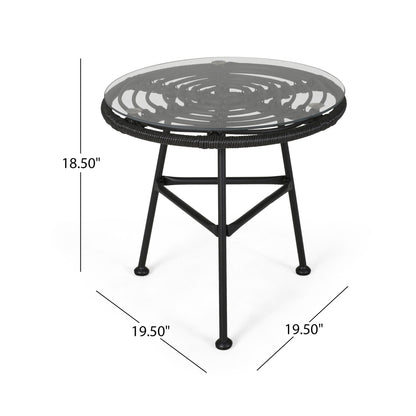 Petrichor - Outdoor Side Table With Tempered Glass And Steel Frame