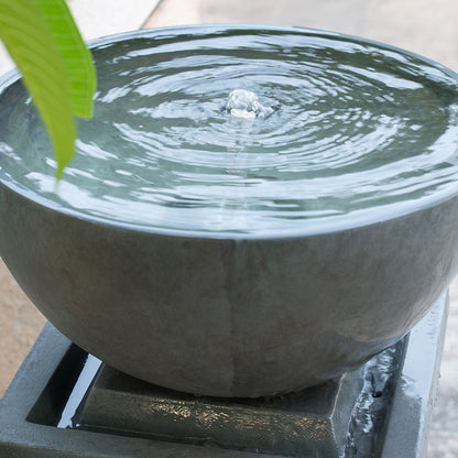 Zen Bowl Water Fountain, Outdoor Bird Feeder / Bath Fountains, Relaxing Water Feature For Garden