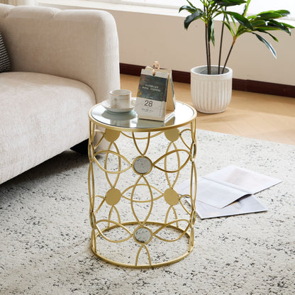 Modern Side Table With Mirror Top And Metal Frame - Gold / Clear