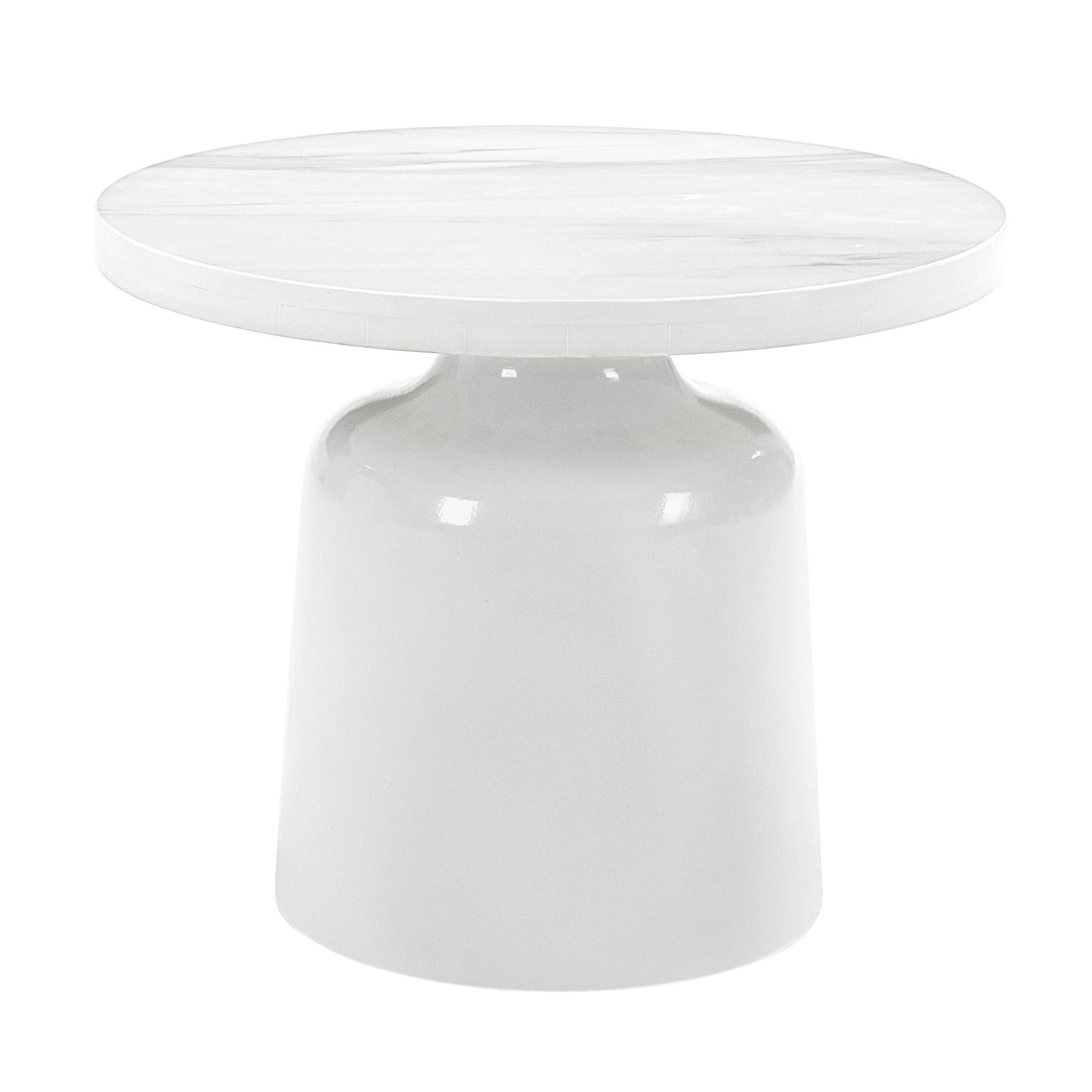 Zaid - Engineering Marble High Gloss End Table - White