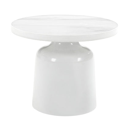 Zaid - Engineering Marble High Gloss End Table - White