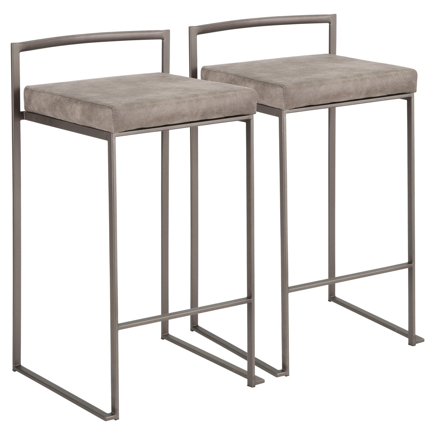 Fuji - Contemporary Stackable Counter Stool (Set of 2) - Antique / Stone