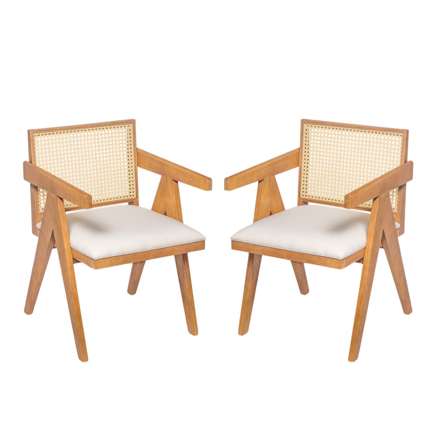 Chandigarh Farmhouse Style Cane Upholstered Dining Chairs (Set of 2)