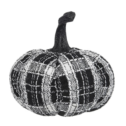 Light Plaid Pumpkin, For Holiday Halloween Decor - Black / White