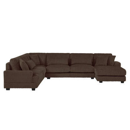Oversized Sectional Sofa U - Shaped Sofa Couch Modern Sofa Upholstered In Soft Corduroy With A Chaise Lounge For Living Room