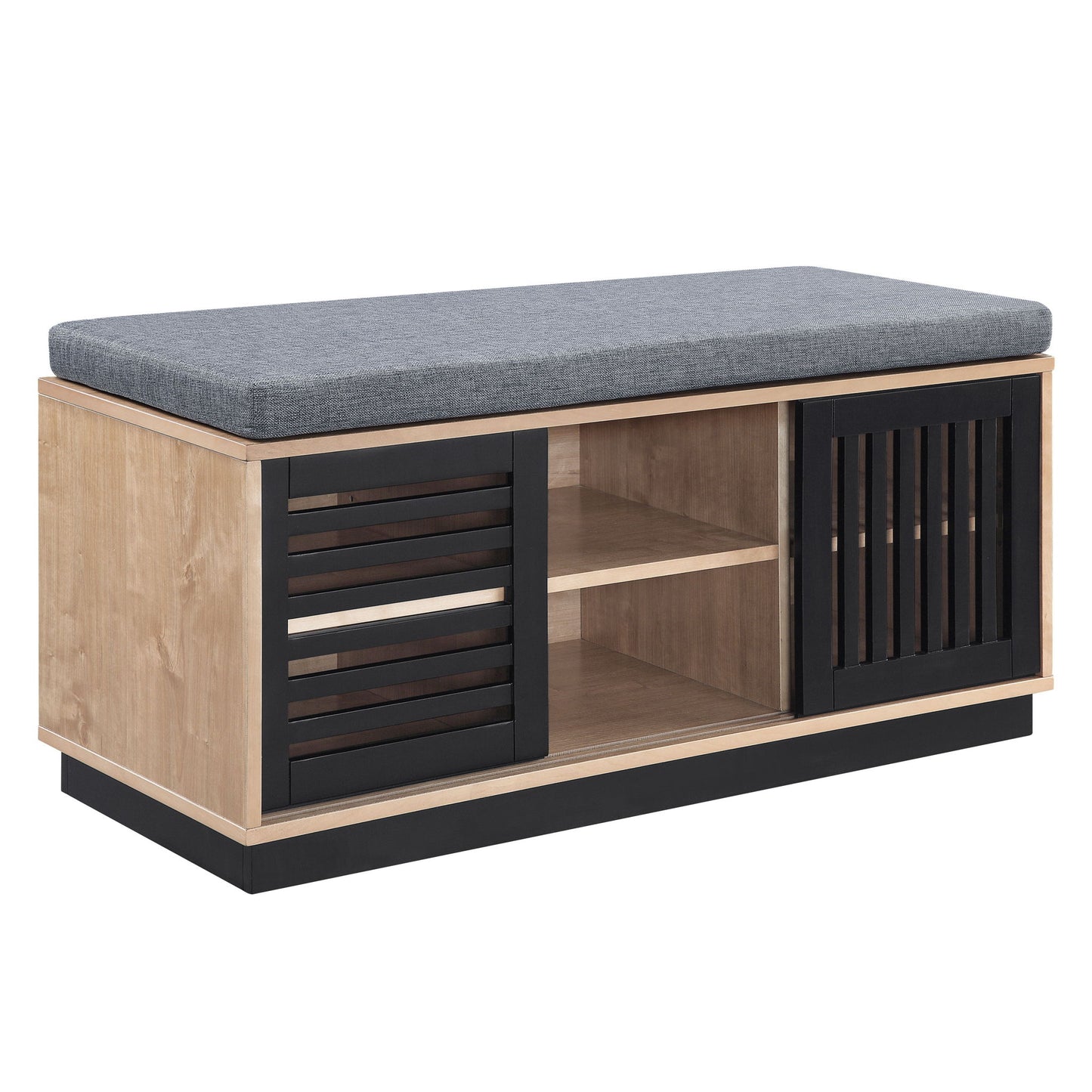 Gamaliel - Bench With Storage - Oak / Espresso