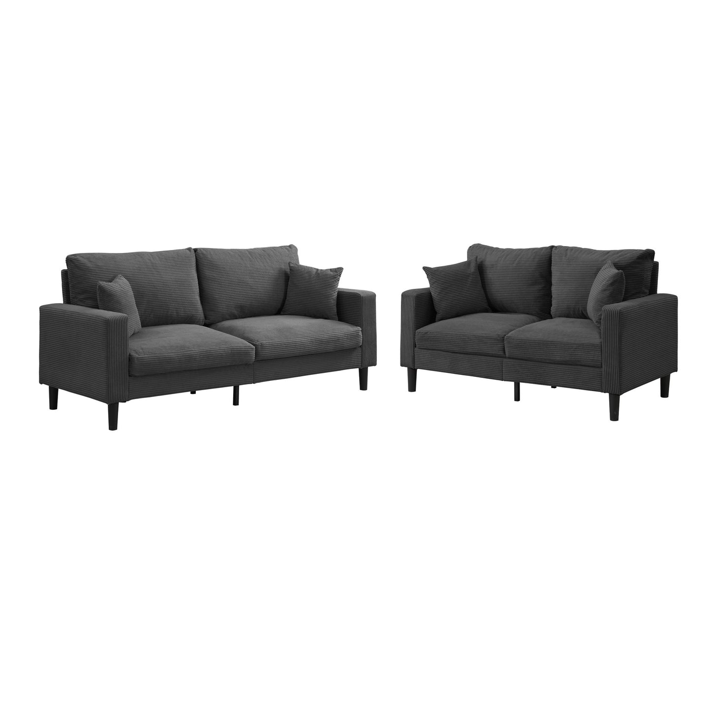 Modern Upholstered 2 Piece Sofa Set With 3 Seater And 2 Seater