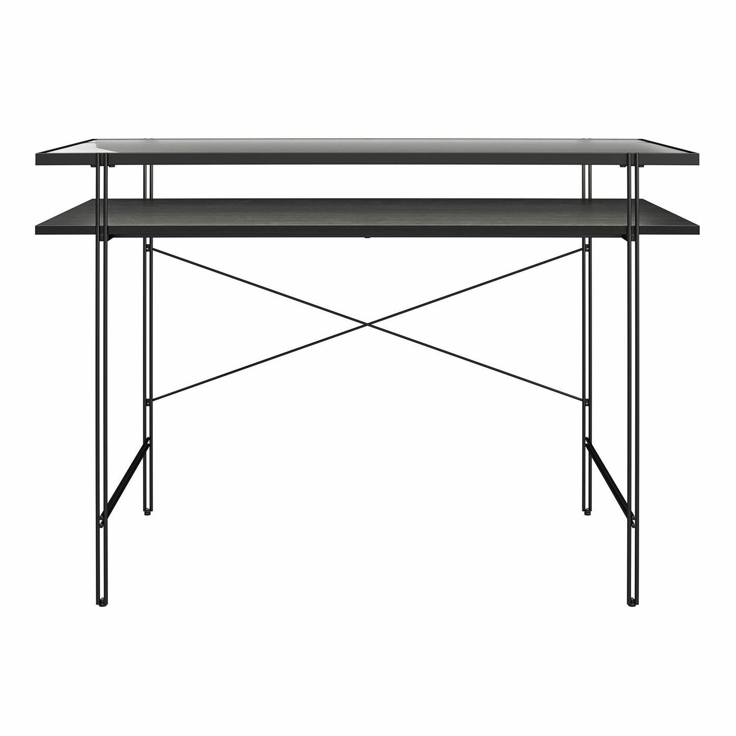 Vance - Computer Desk With Fluted Glass Desktop - Black