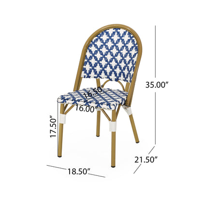 Chic French Bistro Chair With Durable Rattan And Aluminum Frame