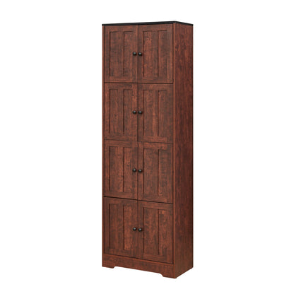 Tall Storage Cabinet With 8 Doors And 4 Shelves, Wall Storage Cabinet For Living Room, Kitchen, Office, Bedroom, Bathroom