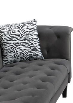 Mary - Tufted Chaise With 1 Accent Pillow - Dark Gray