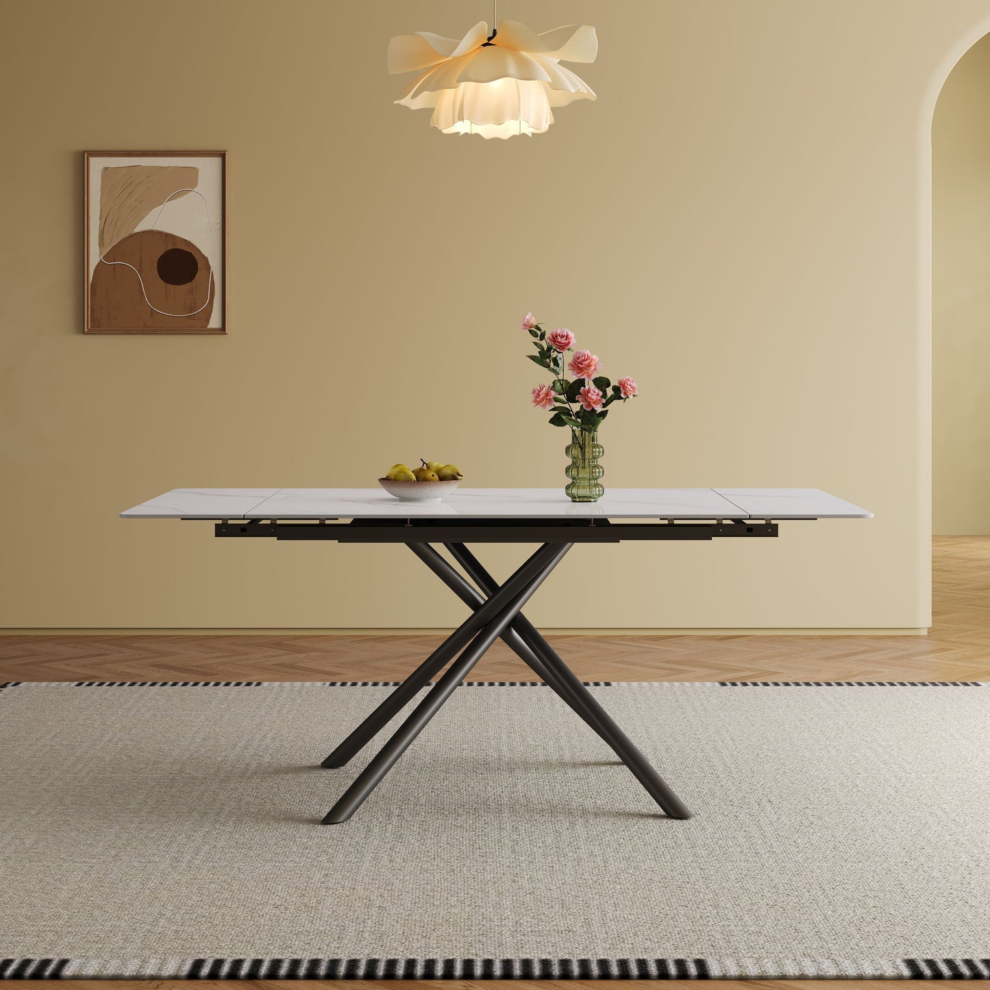 Modern Retractable Sintered Stone Dining Table