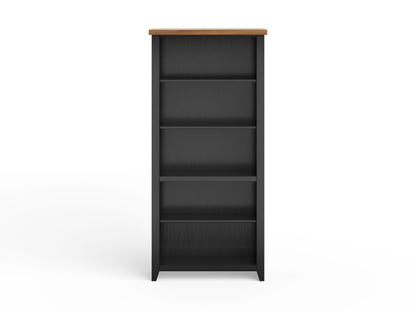 High 5 Shelf Bookcase - Black / Whiskey