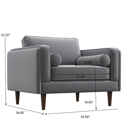 Amber - Velvet Lounge Chair - Brown / Gray