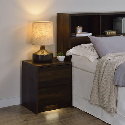 Transitional Nightstand With Dual USB Charging And Motion Sensor Light