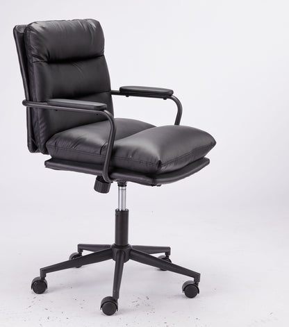 Office Chair Mid Back Desk Chair Modern Excutive Office Chair With Arms And Wheels For Home Office - Black