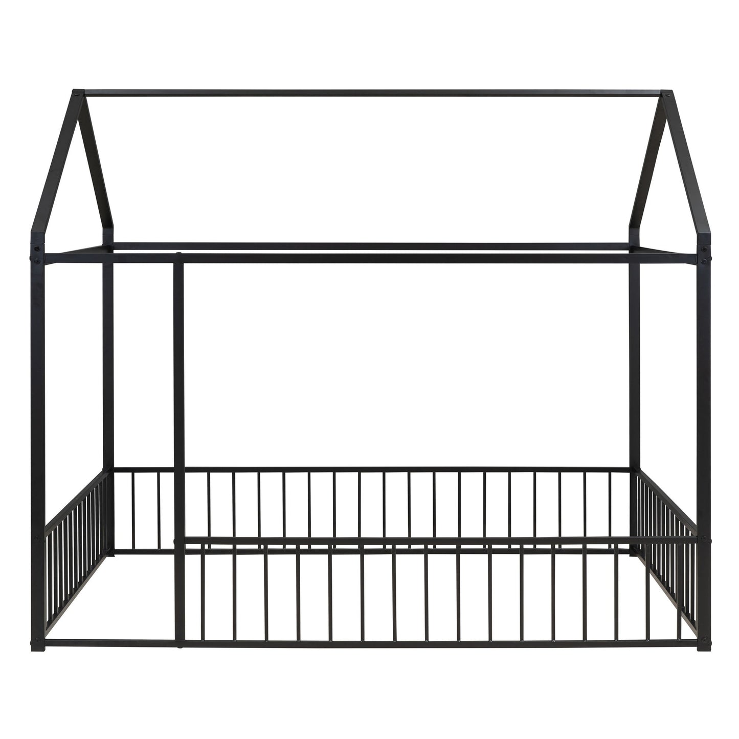 Metal Bed House Bed Frame With Fence