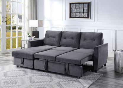 Hudson - Reversible Sleeper Sectional Sofa With Storage Chaise - Dark Gray