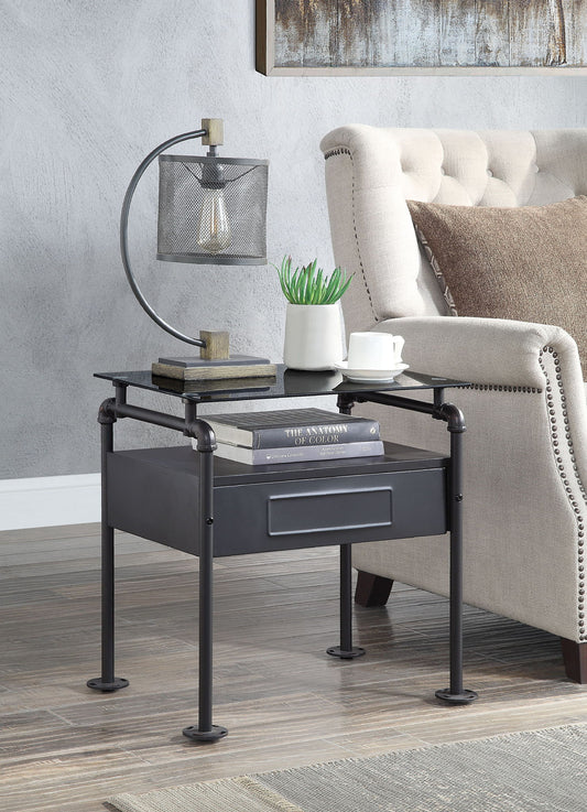 Nicipolis - Glass Nightstand - Gray