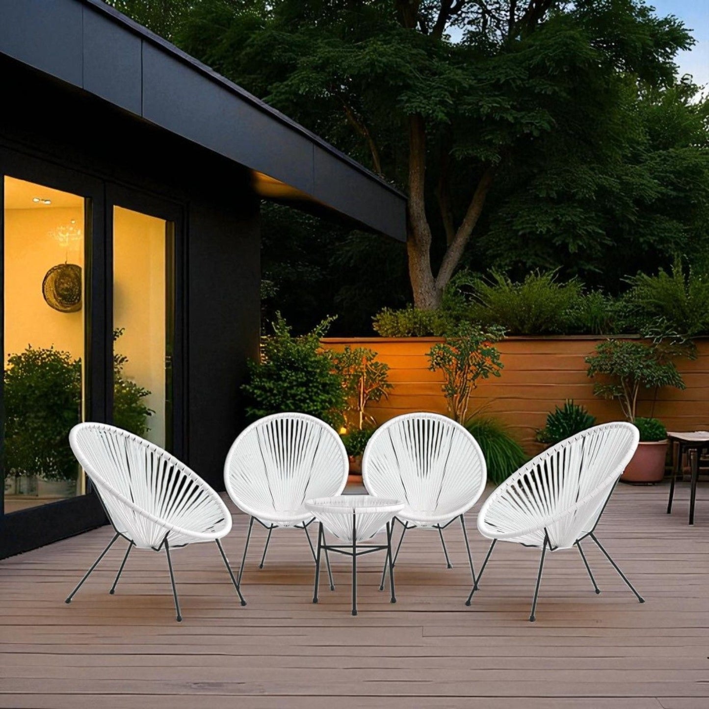 Outdoor Conversation Set With Ergonomic Lounge Chairs And Tempered Glass Table