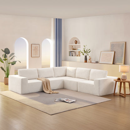 Modular Sectional With Wide Seat Free Combination L Shaped Couch Set Cloud Upholstered Minimalist Boneless Sofa