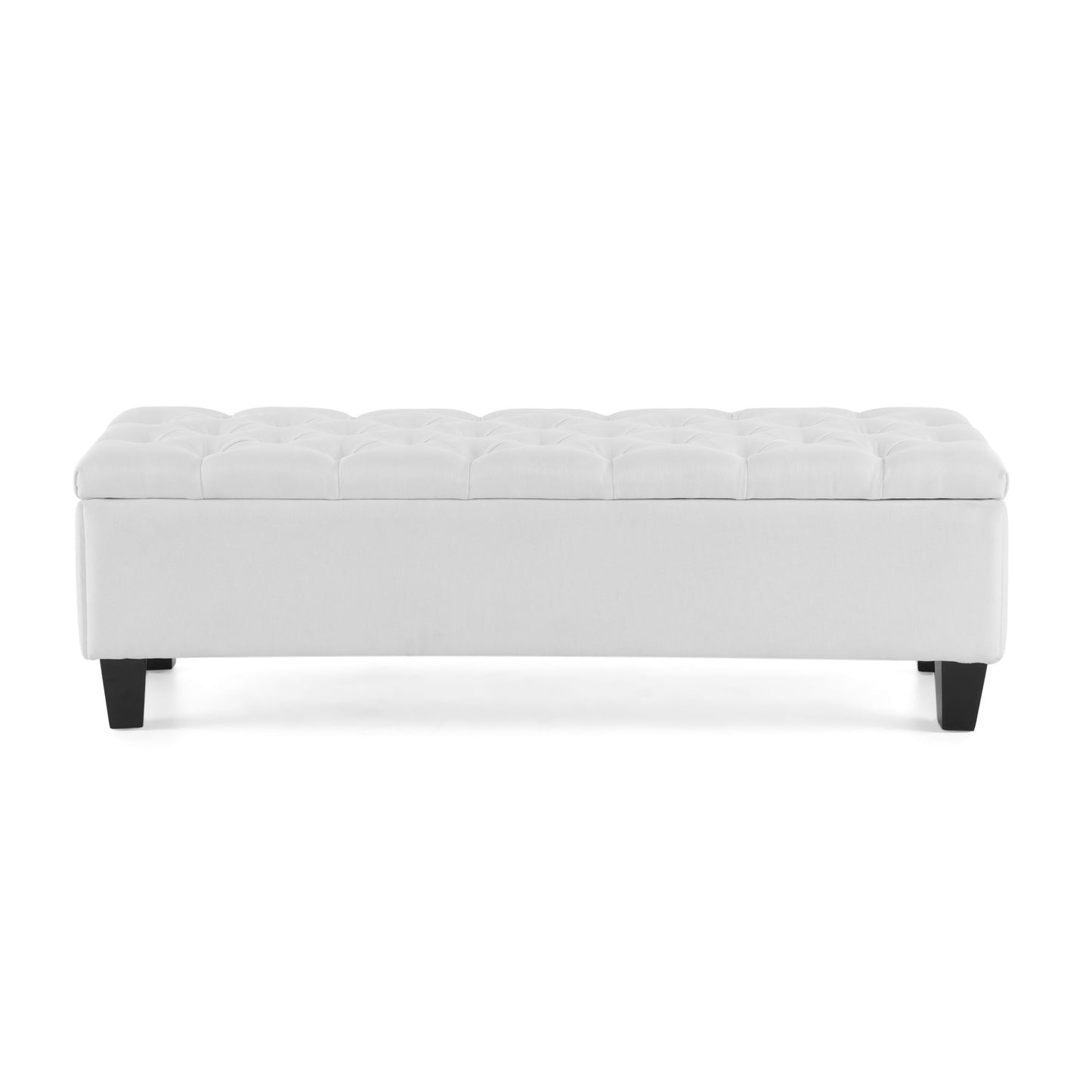 Contemporary Button Tufted And Diamond Stitched Storage Ottoman