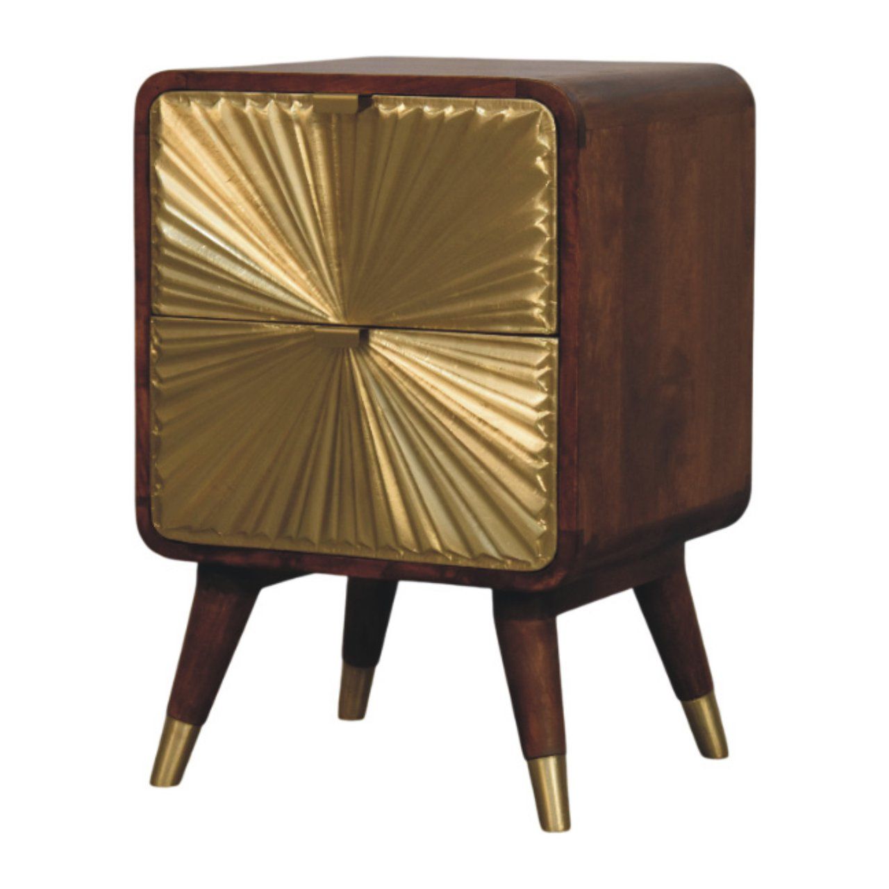 Avora - Brass Embossed 2 Drawer Nightstand - Brown / Golden