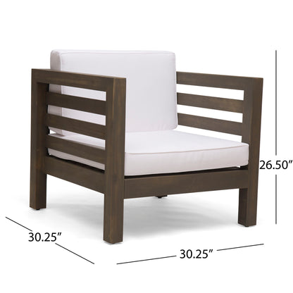 Outdoor Acacia Wood Patio Chair With Fabric Cushion