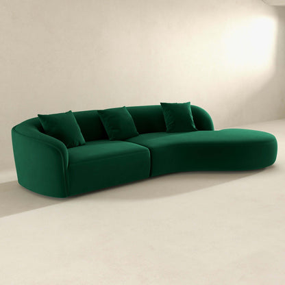 Elijah - Japandi Style Curvy Sectional Sofa - Green