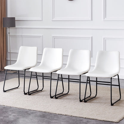 (Set of 4) Classic Chairs, A Stylish Seat Perfect For Modern Minimalist And Industrial Style Environments - White