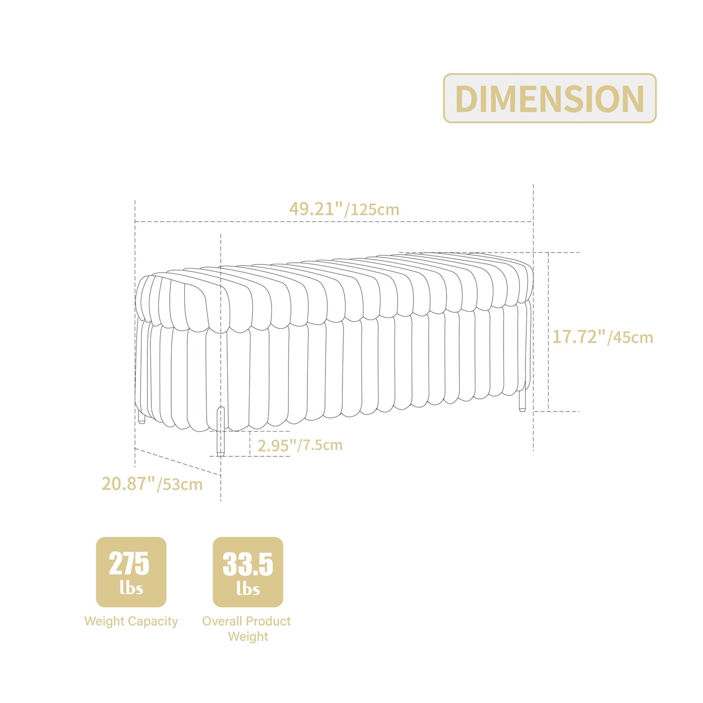 Flip Top Storage Bench With Metal Legs