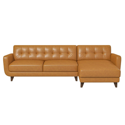 Allison - Right Facing Leather Sectional Sofa - Tan