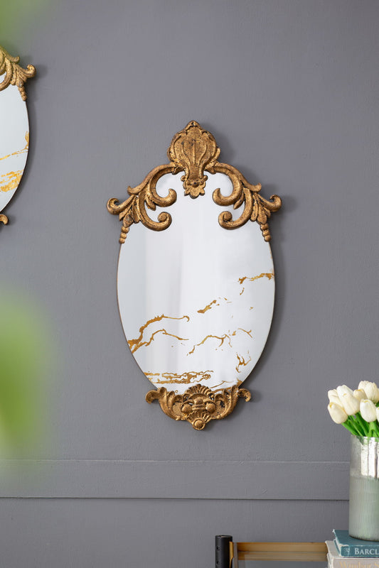 Decorative Oval Wall Mirror, Accent Mirror For Living Room, Entryway, Bedroom - Gold