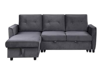 Hudson - Reversible Sleeper Sectional Sofa With Storage Chaise - Dark Gray