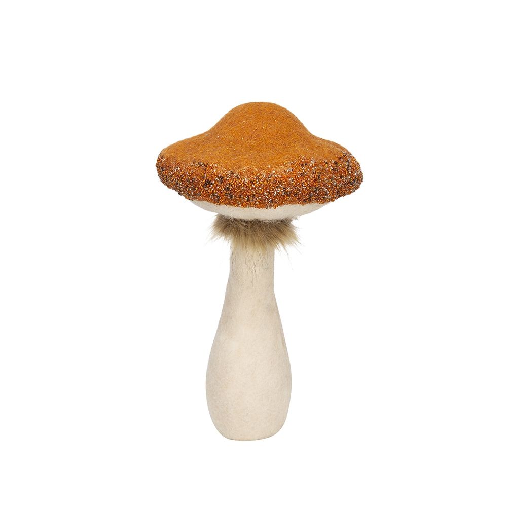 Mushroom Holiday Ornament, For Harvest Festival Fall Festival & Thanksgiving Table Decorations (Set of 2) - Beige / Orange