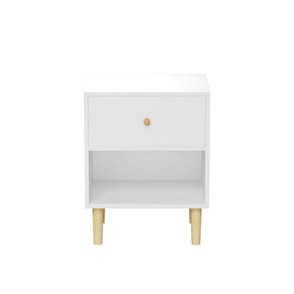 Nightstand With 1 Drawer And 1 Shelf - White