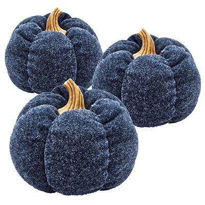 Pumpkin Ornament Decor For Holiday Harvest Festival Fall Festival & Thanksgiving (Set of 3) - Blue