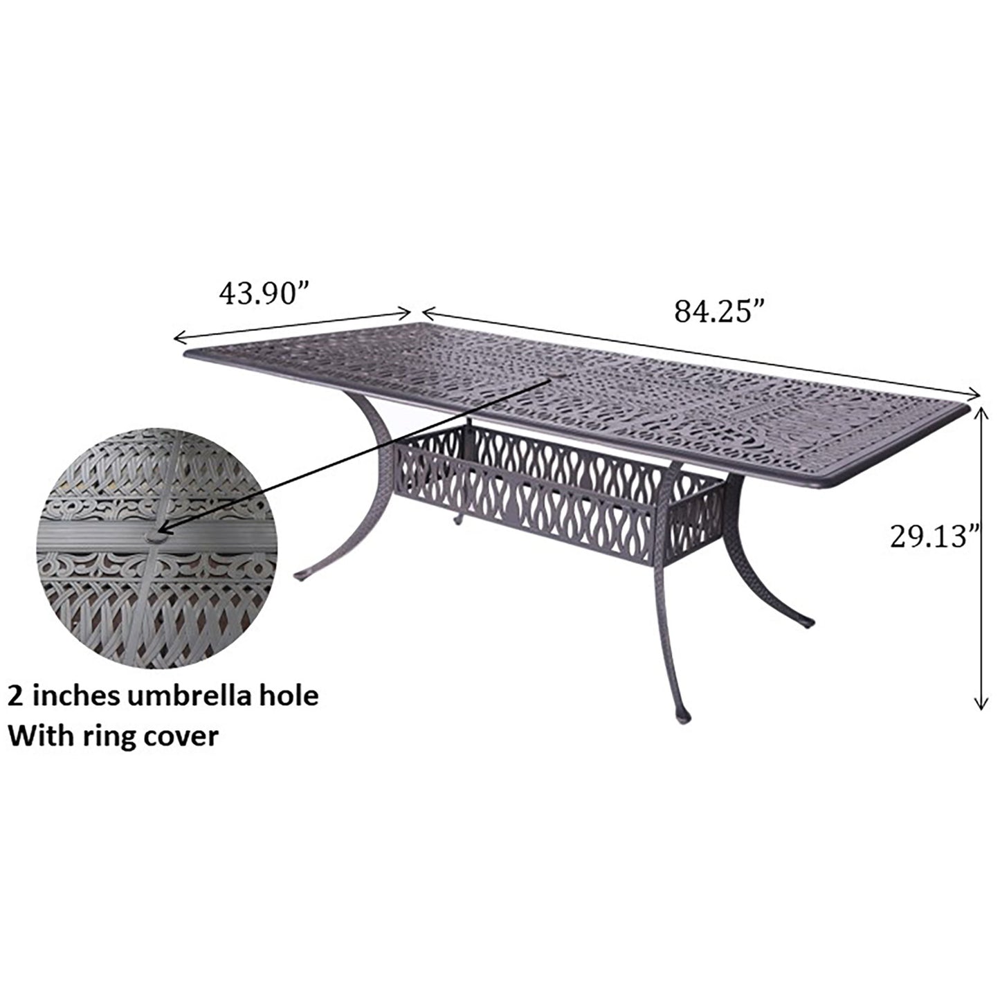 Rectangular Long Dining Set With Sunbrella Cushions
