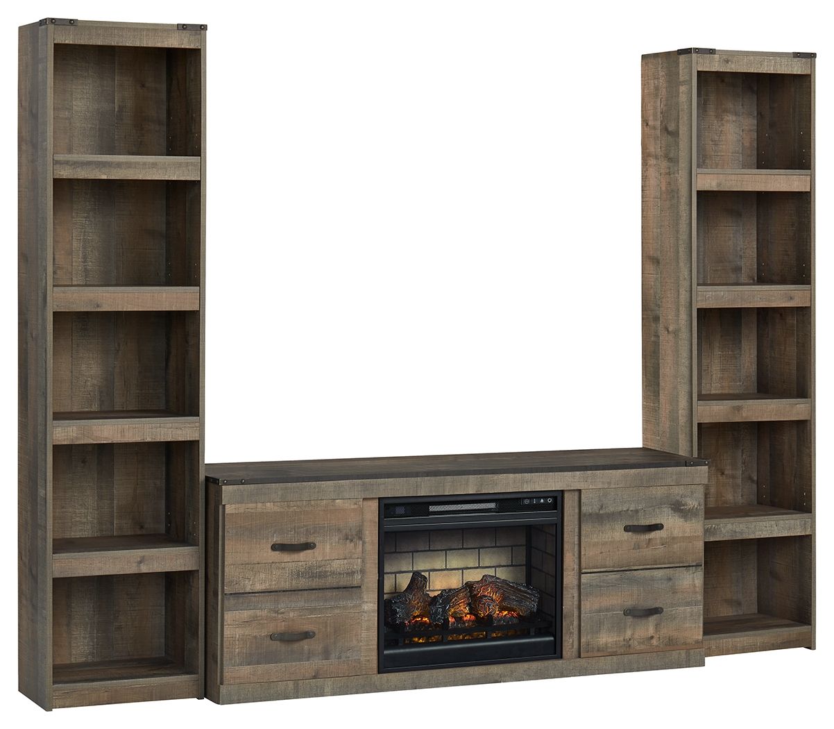 Trinell - 3-Piece Entertainment Center With Electric Fireplace - Brown