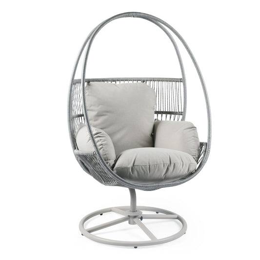 Reno - Outdoor Wicker Swivel Lounge Chair - Light Gray