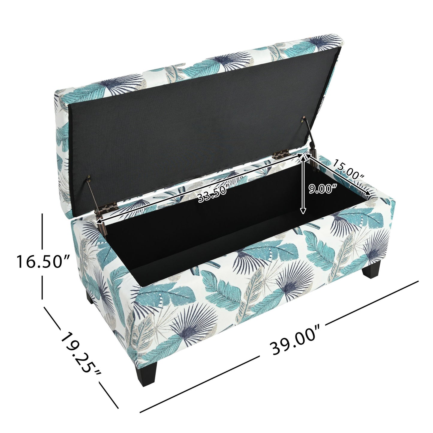 Charming Floral Storage Ottoman With Upholstered Fabric
