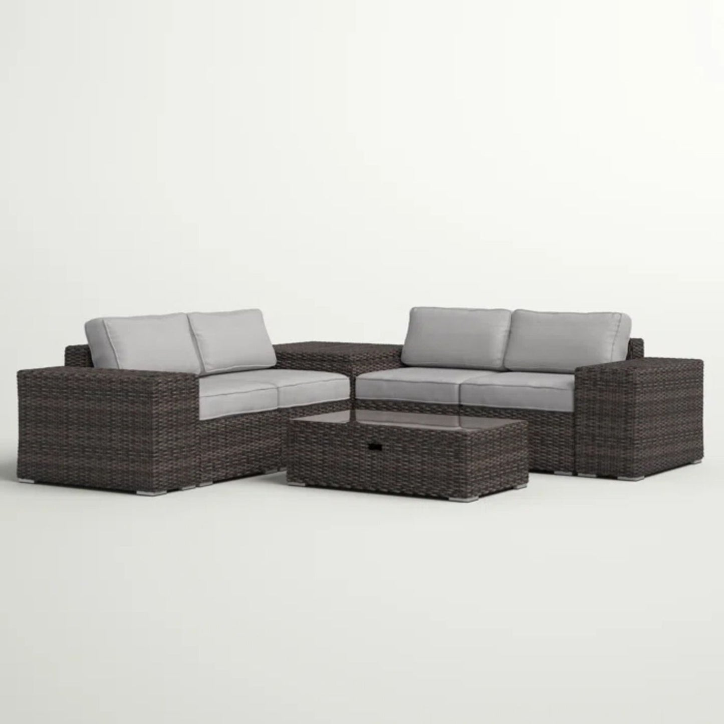 Modern Patio Rattan Sectional Set With Cushions