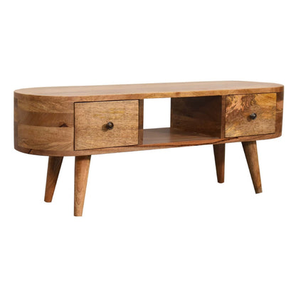 Mini Wooden Rounded Entertainment Unit - Oak