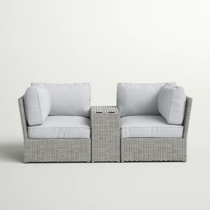 Outdoor Wicker Loveseat With Cushions