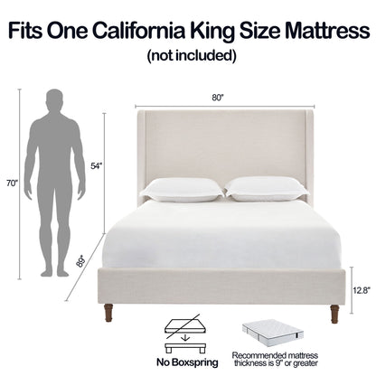 Harper - Tall Headboard Upholstered Bed / High Headboard / Elegant Simplicity / No Box Spring Needed