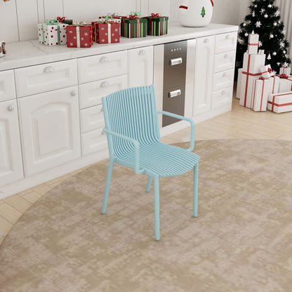 4 Piece Stackable Single Chairs With Vertical Stripe Design For All Weather