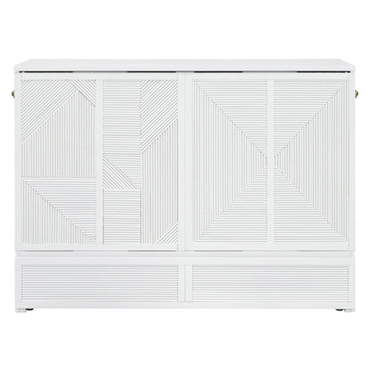 Full Size Murphy Bed With Large Drawer, USB Ports And Outlets - White