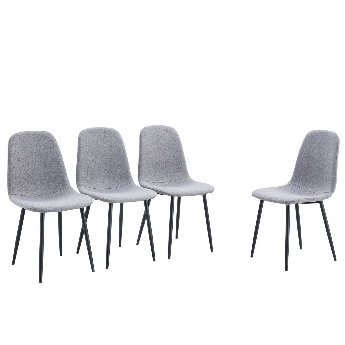 (Set of 4) Fabric Back And Metal Combined Spoon Chairs Perfectly Matching Minimalist And Scandinavian Style Homes - Gray / Black