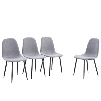 (Set of 4) Fabric Back And Metal Combined Spoon Chairs Perfectly Matching Minimalist And Scandinavian Style Homes - Gray / Black